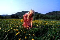 Jente i blomsterenga
