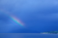 Regnbue over Garsundsfjorden og Nesvik, Hjelmeland kommune